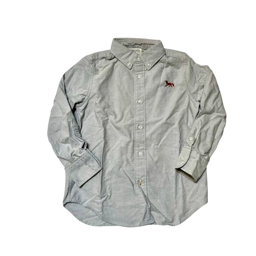 NWT Crewcuts Fox Embroidered Oxford Button Up Shirt Size 4/5